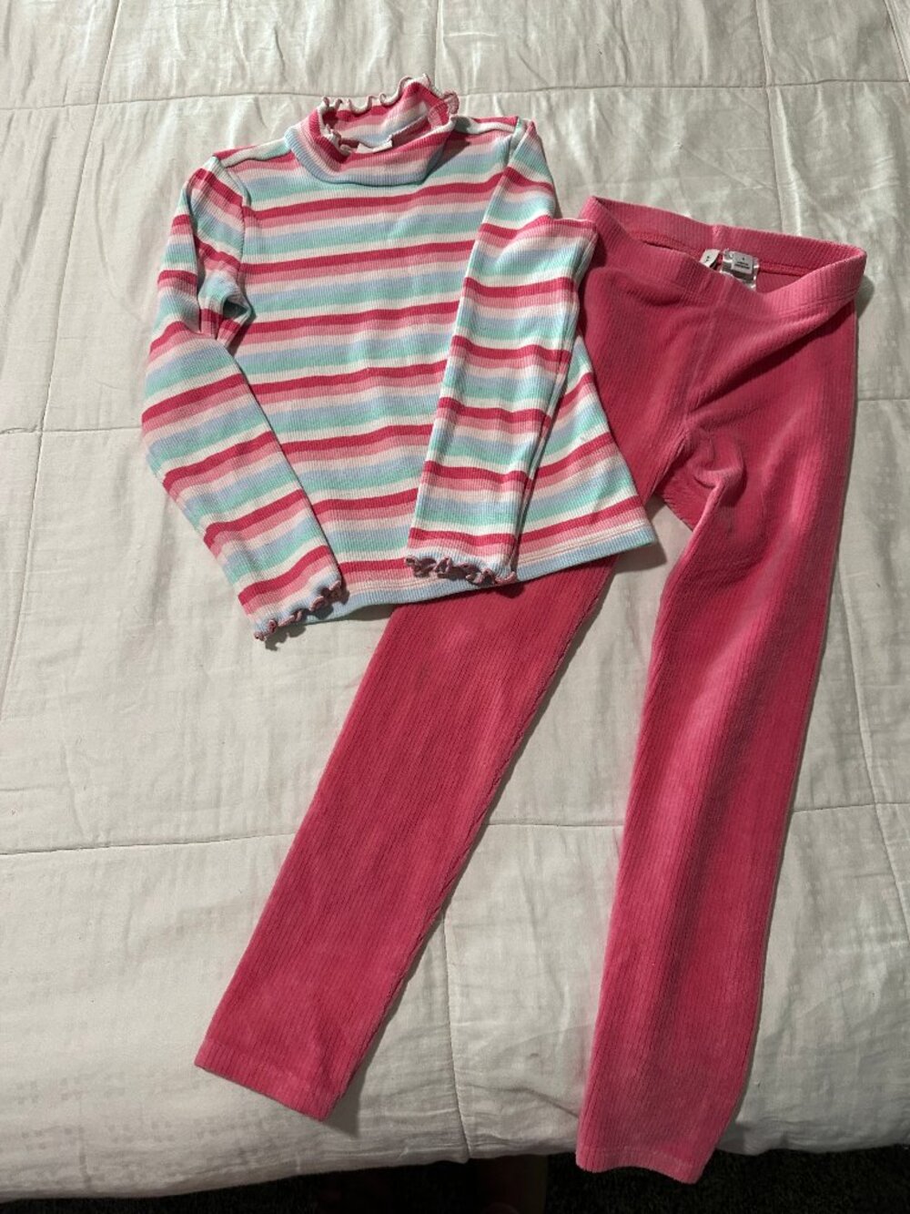 Janie and Jack Striped Ribbed Ruffle Turtleneck size 5 & Corduroy Legging size 6